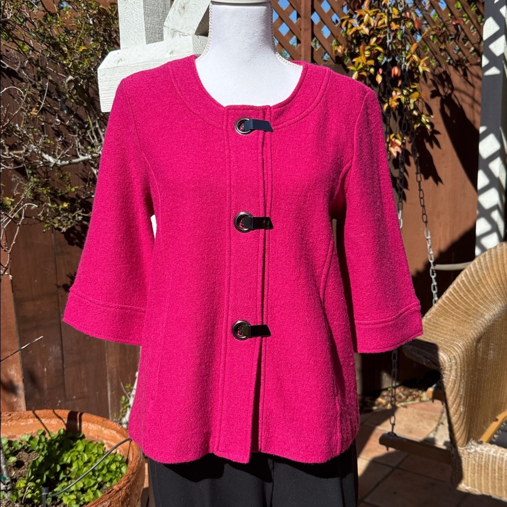 Chico's Fuchsia Cardigan with Black Toggle Closures